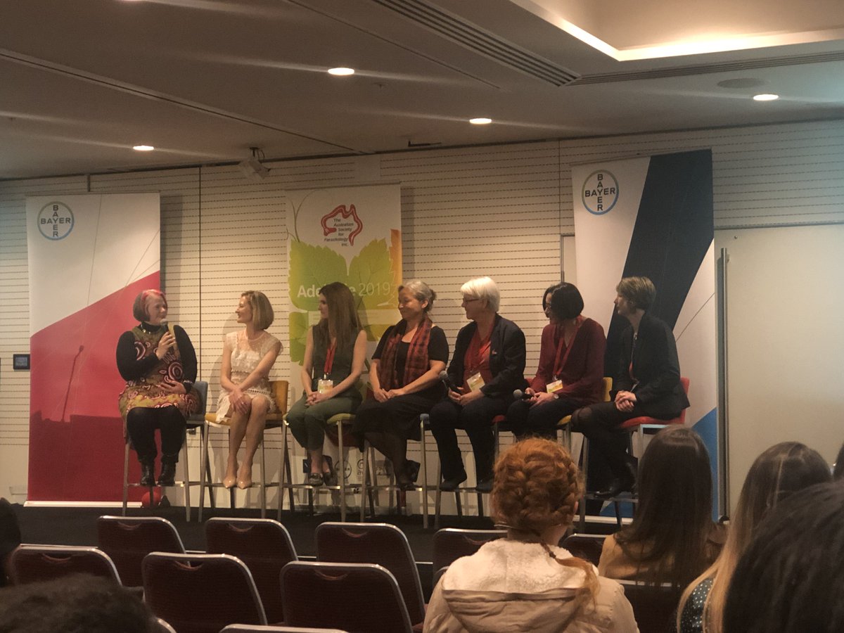 AS_Para's tweet image. Onto our @Bayer #WomenInParasitology panel discussion featuring some absolutely incredible #WomenInSTEM from across Aus (and the World!). Share your thoughts on #2019ASP (and over a drink after the discussion!)