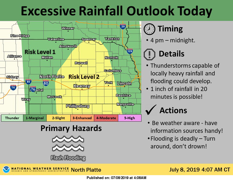 NWSNorthPlatte's tweet photo. Another round of heavy thunderstorms is expected this afternoon and tonight. #NEwx https://t.co/UFYmZmmYRl
