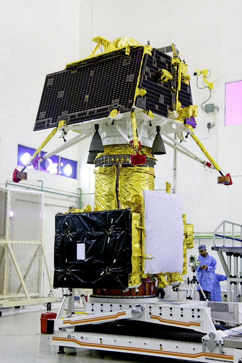 notsojain's tweet photo. The #pragyan rover, chandrayan orbiter and the #vikram lander are all being placed in the fairing of #GSLVMk-III.
@isro is all set to land on the south pole of the moon which is considered the most difficult zone to land.
#Chandrayaan2 is set to launch on 15th July https://t.co/8kMvqtYkxC