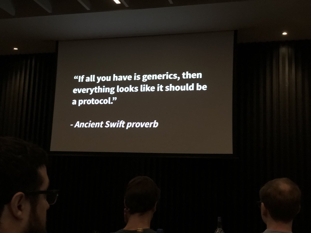 Rickard's tweet image. Great opening keynote by @johnsundell for #HackingWithSwiftLive conference on #Swift #Generics.  (With possibly the best slide animations of all time in a tech conference)