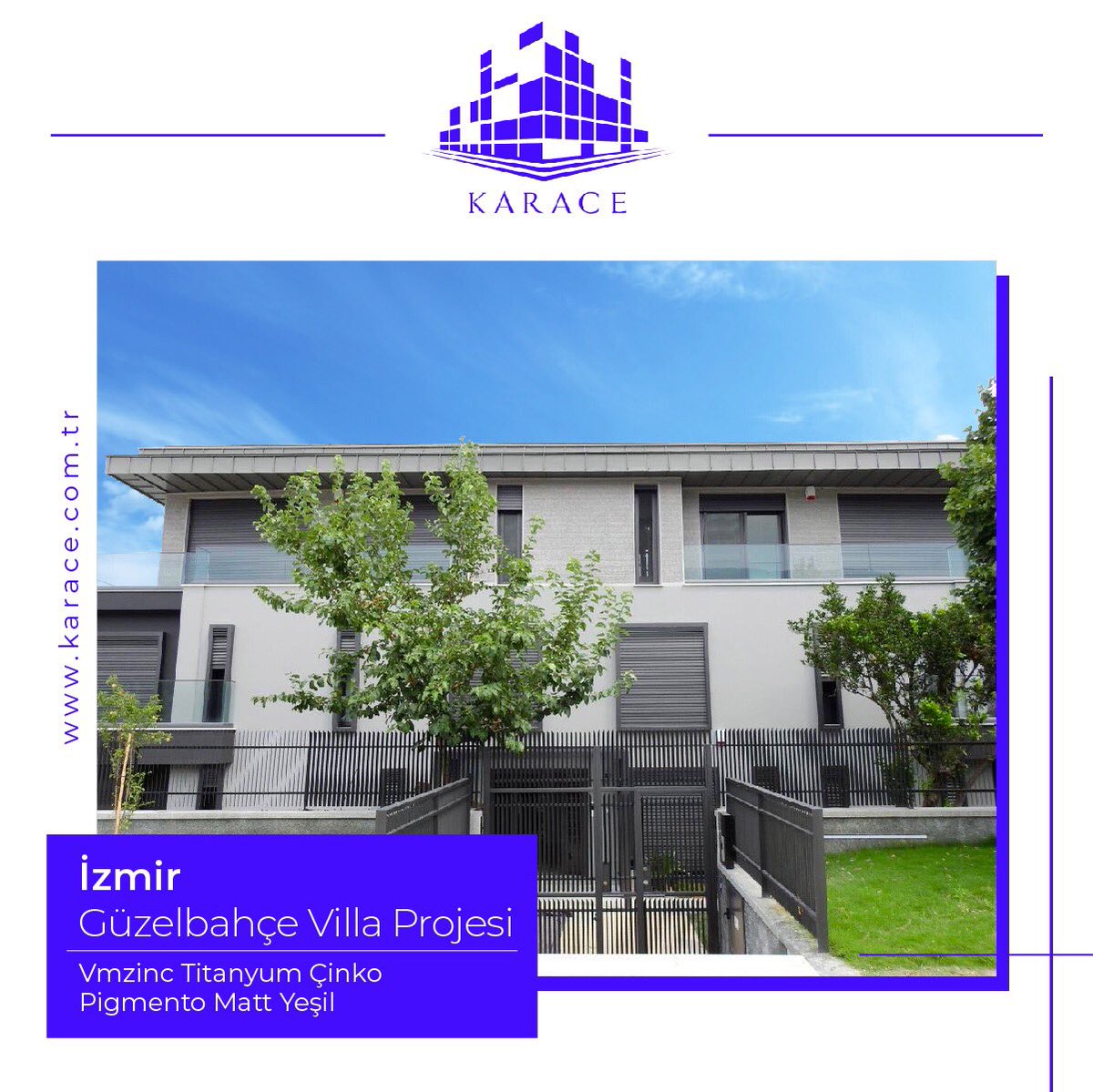 karacecati's tweet photo. Güzelbahçe projesi  için Türkiye Genel Temsilcisi olduğumuz VMZINC Titanyum Çinko tercih edilmiştir. Çatı ve Cepheler için en nitelikli ve prestijli malzeme VMZINC’i tercih eden proje yetkililerine ve uygulamada emeği geçen herkese teşekkür ederiz... #karace #vmzinc https://t.co/iSWZUy1VUi
