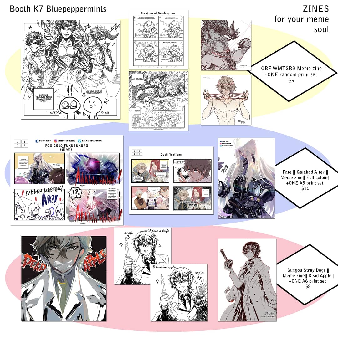 aldreichd's tweet photo. Catalogue for #SMASHCON ! I am at K7 Bluepeppermints! Part 4/4
#smashcon2019
#fgo #gbf #granblue #gilkidu #bungoustraydogs #BungoStrayDogs #fate #lucisan #wmtsb3 #meme #galahadalter #belifaa #zine #deadapple #文豪ストレイドッグス #グランブルー #FateGrandOrder https://t.co/zQBxgUCe2q