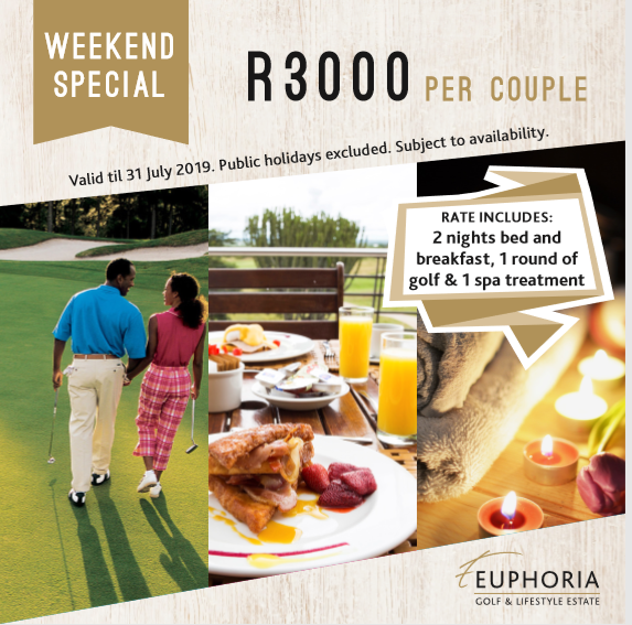 EuphoriaGolfEst's tweet photo. Get the best of both worlds when you book our #WeekendSpecial! Two romantic nights with His and Hers activities, set against the magnificent backdrop that is Euphoria Golf and Lifestyle Estate.
#FindingEuphoria #LoveLivesHere #Golf #Spa #Eupho https://t.co/jd8z5CczIX