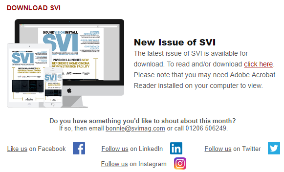 svimag's tweet photo. It's that special time to share @svimag #AVTweeps #Newsletter ⏩ https://t.co/1aTf403dEn feat. @awe_europe @DZYN_it @KEFAudio @Invision_UK @chordcables @Zappiti @pulse_eight @YamahaAV @fibaro_global @TIG_Europe @CEDIA &amp; more ⚡️ ☄️ 

#WhatsNew #sharingiscaring #HotProducts https://t.co/EBRAbMF5A8