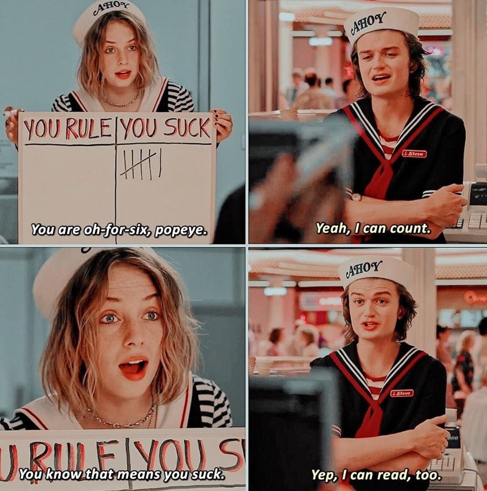 MassaNichi's tweet photo. "Yep, I can read, too" #StrangerThings #Netflix  #8luglio https://t.co/eLQzYgPdzT