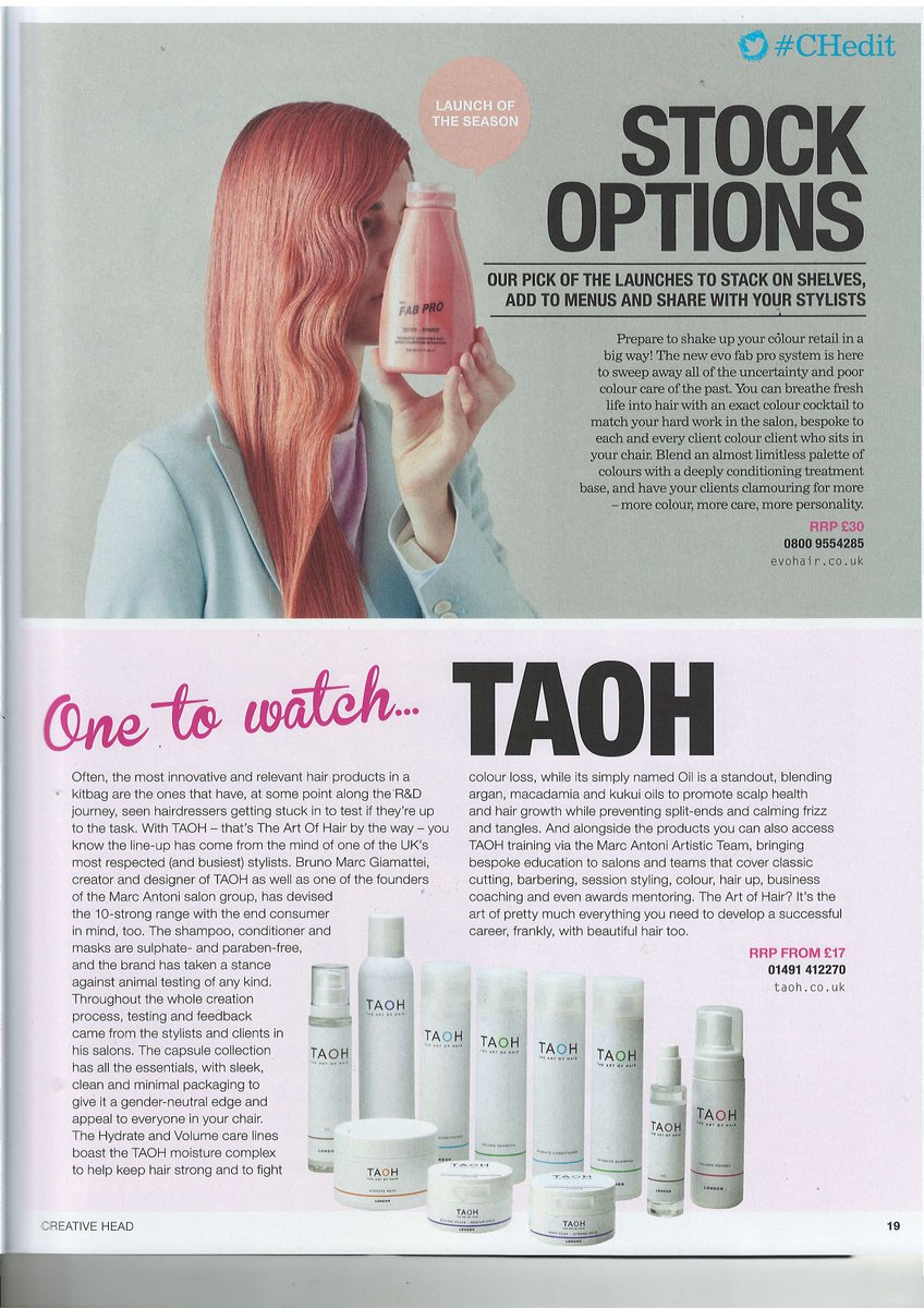 TAOHhair's tweet photo. ONE TO WATCH 😍
Fantastic TAOH Article in this months Creative HEAD Magazine (July/Aug edition). Call 01491 412270 for more info or check https://t.co/oa4RH14key
#creativeheadmag #creativeheadmagazine #TAOH #TAOHhair #theartofhair #freshhair #beautifulhair #tryittobelieveit https://t.co/vbFS7aVOnG