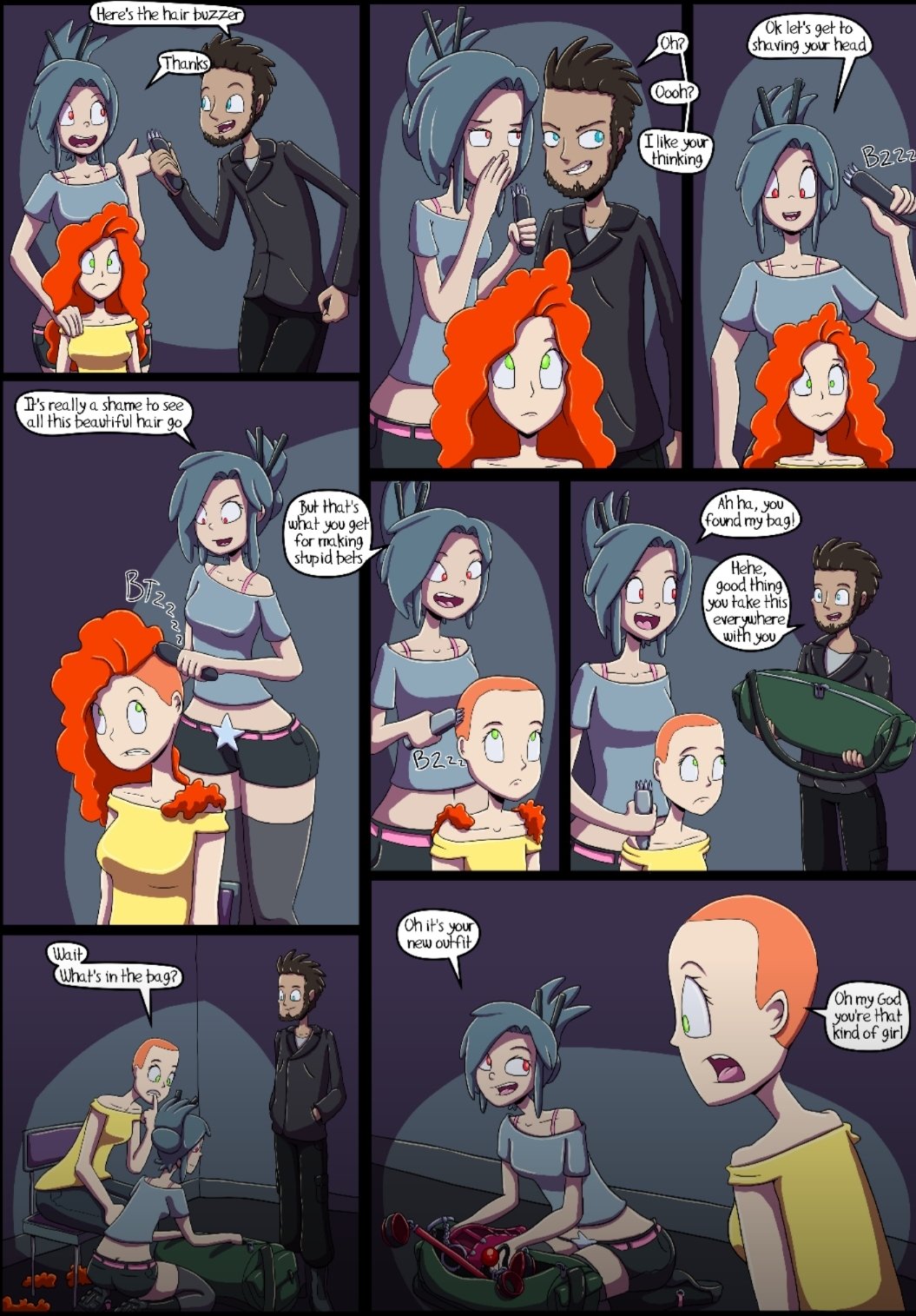 barefoot_wanderer 👣 on X: #JujousBet p5 by @NSFWRaga I kinda like the new  'do, but what's next? #art #comics #ComicArt #kink #HeadShave  t.cofGj1i1nJpx  X