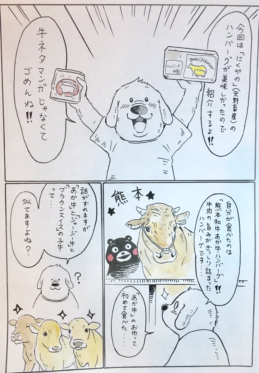 「にくやの」(矢野畜産)様の「熊本和牛あか牛ハンバーグ」を食べた漫画?

食レポは初めてでしたが、ひたすらに美味しい‼️としか言えなかった…(深刻な語彙力不足)

贈り物におススメです?✨

「肉の手帳」には、きちんとしたPR漫画… 