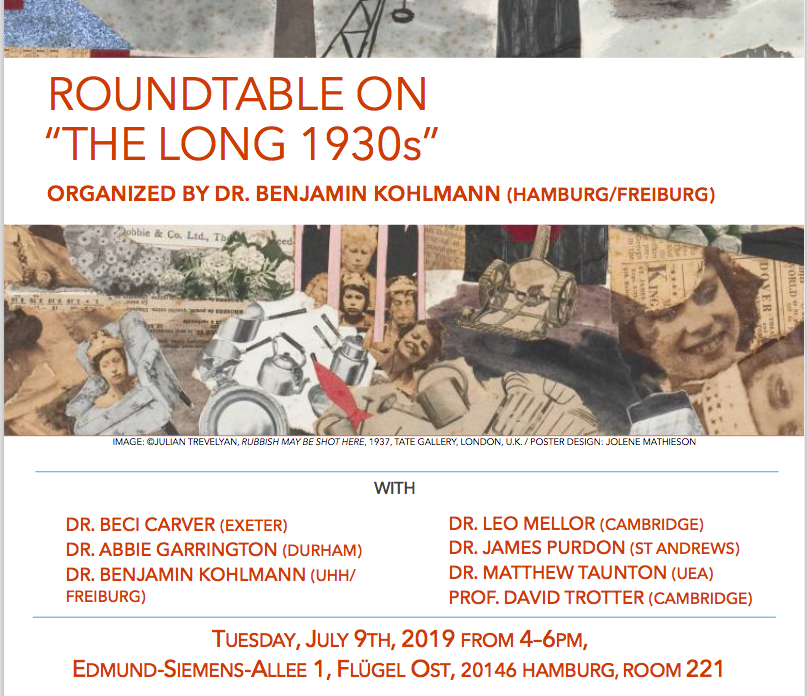 UHHSummerSchool's tweet photo. We are happy to announce our next public event: a roundtable on modernism in the long 1930s on July 9th! Everyone is welcome. More info at jolene.mathieson@uni-hamburg.de #modernism #moderniststudies #GlobalModernismsSummerSchool #UHH 🗣️📚👩‍🏫 https://t.co/wUwSRUsVn6