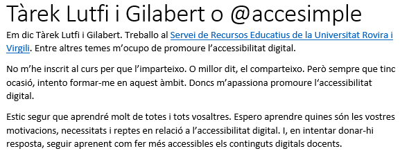 sredURV's tweet photo. 👆Avui comencem la 4a setmana del curs #PROFI041 d'#Accessibilitat #Digital 🌐.
✅Avancem en el Taller #Moodle i comencem l'#Avaluació de les trameses. Avaluem l'accessibilitat de les presentacions en #Word dels companys/es. @universitatURV @ICEURV #URV #SREdURV #formació https://t.co/7TyA7cBn9x