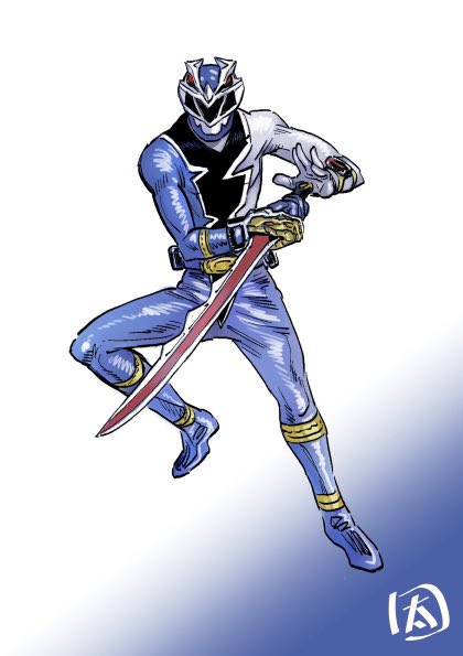 夜のラクガキ リュウソウブルー描きました 戦隊ヒーローはメンバー揃ってないとねw 太田垣康男のイラスト