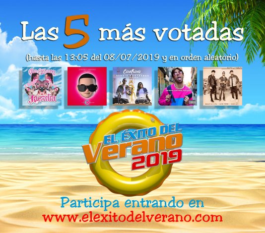 🏄‍♀️Canciones que suben... Otras que bajan... ¡Así va el Marcador de las votaciones! 👏👏Si aún no has votado entra en elexitodelverano.com, lee las bases, escucha las canciones candidatas y mándanos tu participación. ¡Es la única forma de votar! 🏄‍♂️