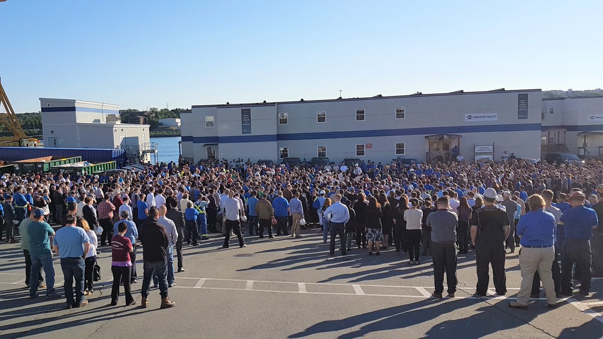 IrvingShipbuild's tweet photo. This morning our workforce gathered for a moment of silence to remember and honour Trevor O’Neil, an employee of MacKinnon and Olding (M&amp;O) who passed away following a workplace accident. Our thoughts and condolences are with Trevor's family, friends, and colleagues at M&amp;O. https://t.co/quBphXw0hu