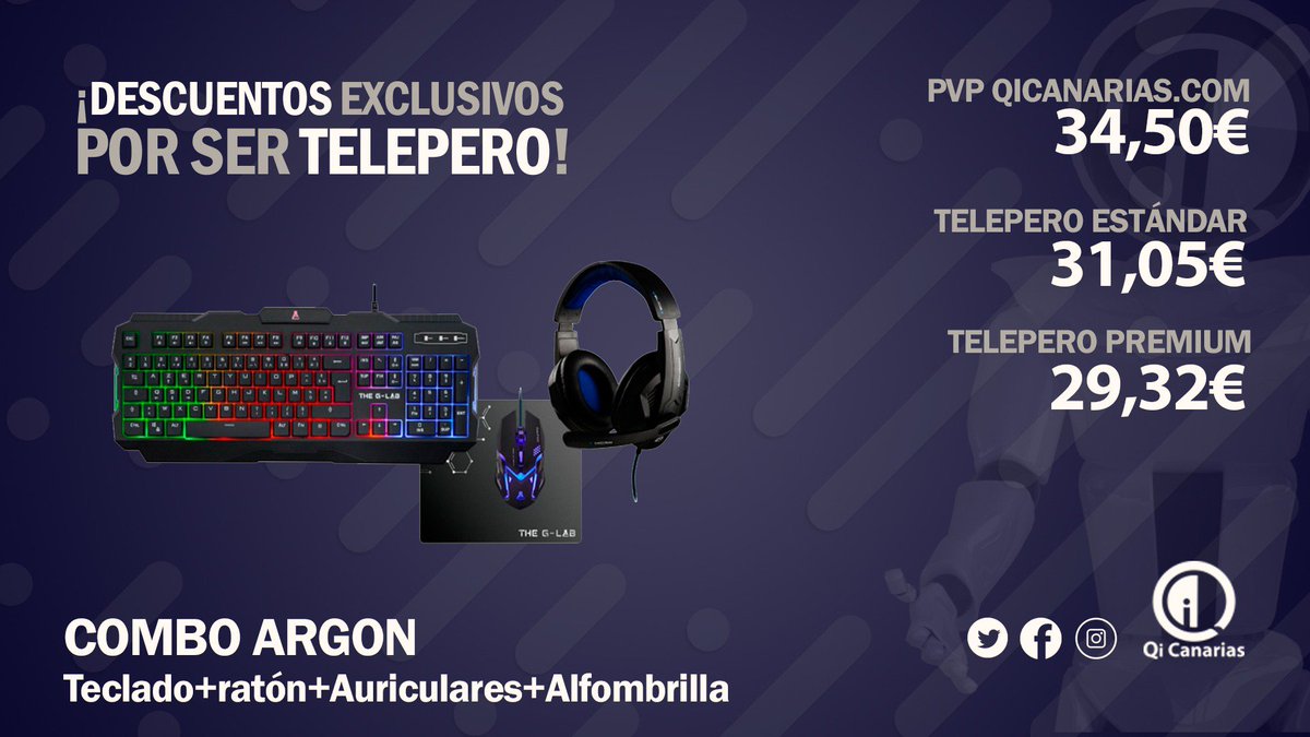 ⚠️Atención Telepero⚠️
Sabes que por ser Telepero tienes precios especiales en 
#QiCanarias desde ya y hasta que finalice #TLP2019 
bit.ly/2XAoKki
<a href="/QiMetal/">Qi Metal Series</a> <a href="/TheGlabES/">The G-Lab 🇪🇸</a> 
#QiCanarias #QiPuntosdeventa
