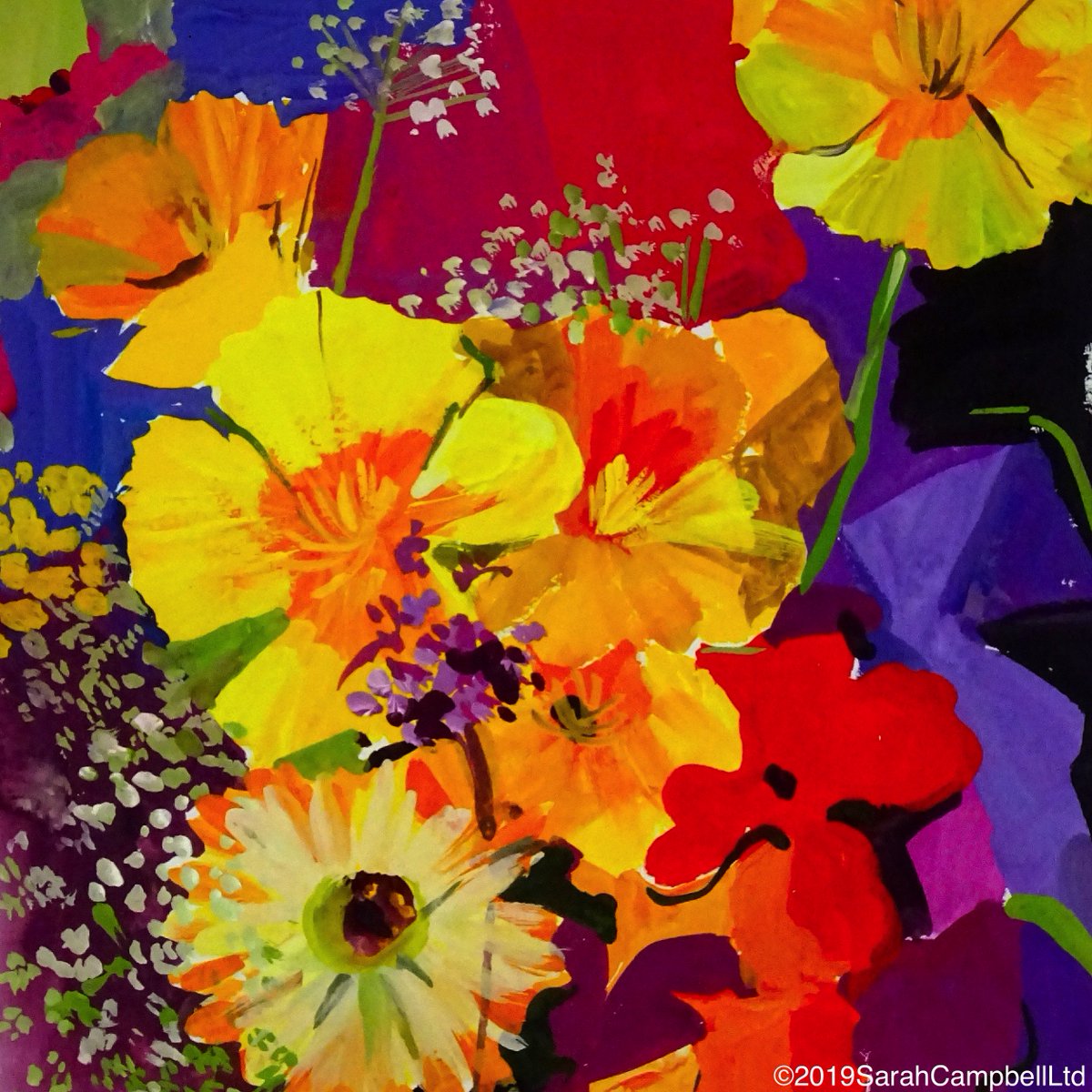 Sunday flowers, Monday sketch
#pickofthebunch #allotmentflowers #californiapoppies #nasturtium #sweetpeas #calendula #coriander #gouache #colourglows #joyful