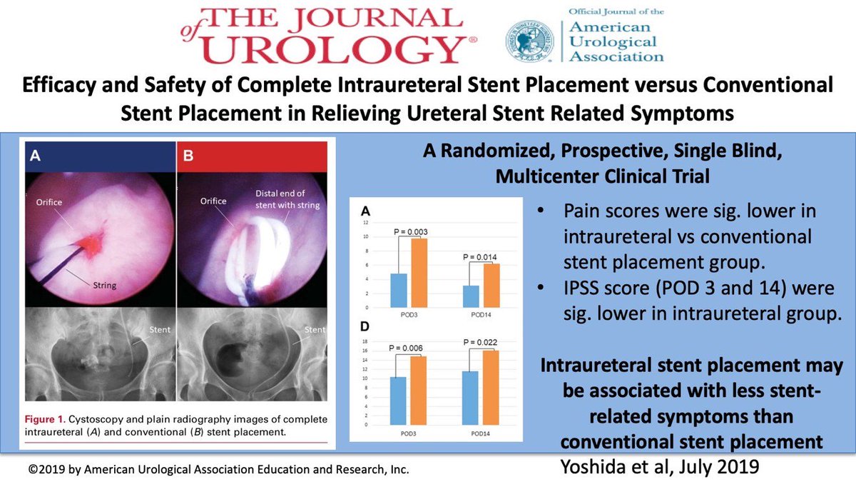 Efficacy and safety 
of complete intra-ureteral stent placement 
versus conventional stent placement 
in relieving stent-related symptoms: 
A randomized clinical trial 
ow.ly/C0BN50uVu35
#takehomemessages