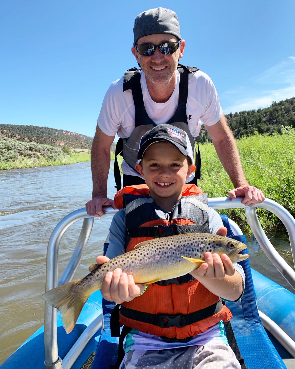 Blue days, brown trout. What a proud day on the river for this father and son! 
Guide: @cmore_flyfishing 
#flyfishing #minturnanglers #coloradoflyfishing #browntrout #floatdays #getonthatboat #fishmore #flyfishingbuddies #flyfishingcolorado