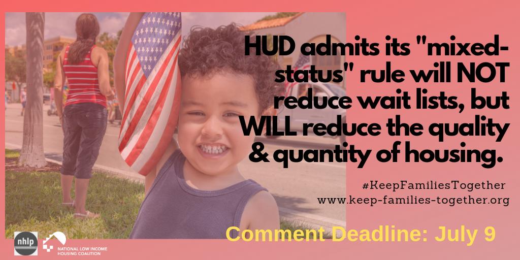 UnityHealthCare's tweet photo. Tell HUD that its proposed rule to force 25K “mixed-status” immigrant-families (incl. 55k children) to separate or face eviction is cruel! Click here NOW to submit comments before the deadline: https://t.co/rhRsJpTtCf #KeepFamiliesTogether https://t.co/CfsAvdeQy0