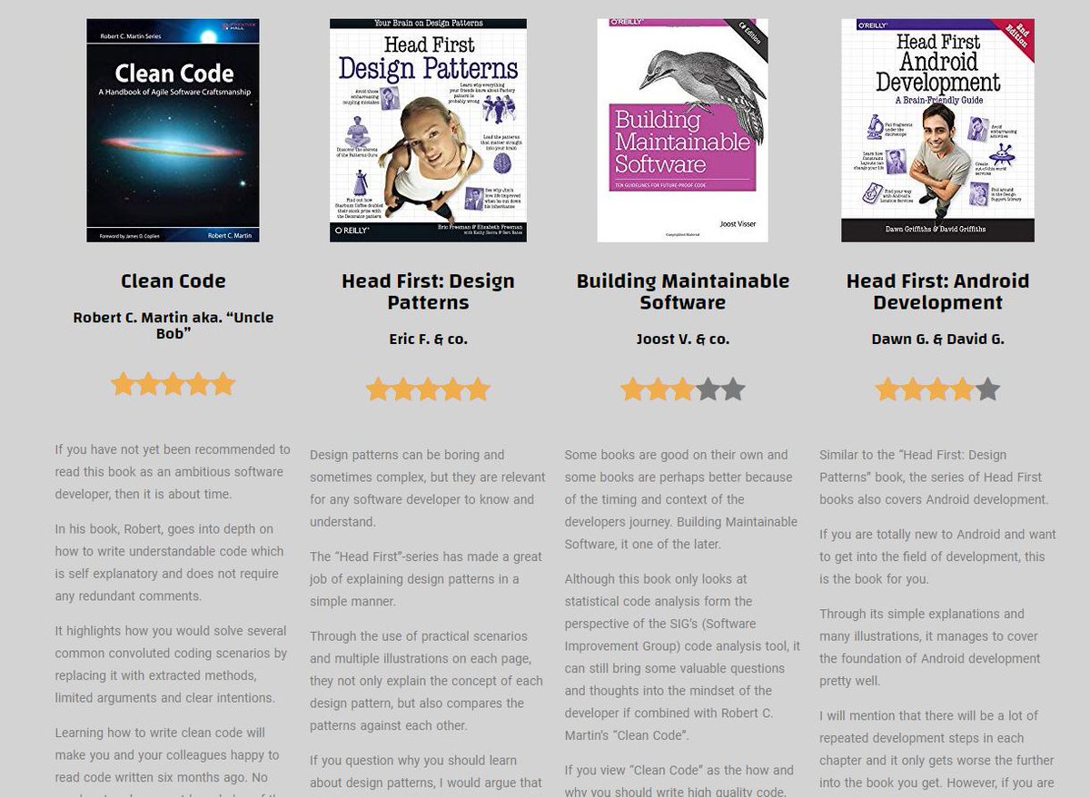 CodeIntegu's tweet image. Perhaps you are looking for a summer read?
Developer Books ▶️ buff.ly/2JyWucV
Just finished up making a " #Developer Book" review page.
I categorized it as "Developer" and "Technology and Business", since I also have a few different recommendations.
#Programming