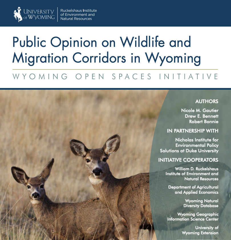 UW_Ruckelshaus's tweet photo. Results from a new poll we organized w/ the @NichInstitute looking at WY voter attitudes toward wildlife show that residents support a range of policy actions to conserve migration corridors and view wildlife as important to the state economy. Learn more: https://t.co/RGvspeJ3Gu https://t.co/ljy8s2uhs7