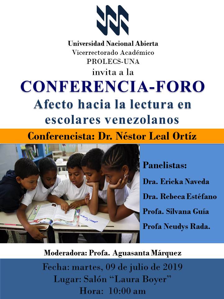 UNAIntegral's tweet photo. El encuentro es mañana. Este martes, 09 de julio de 2019 👇
Conferencia/foro: AFECTO HACIA LA LECTURA EN ESCOLARES VENEZOLANOS
Conferencista: Dr. Néstor Leal Ortiz https://t.co/pPwihIk9I3