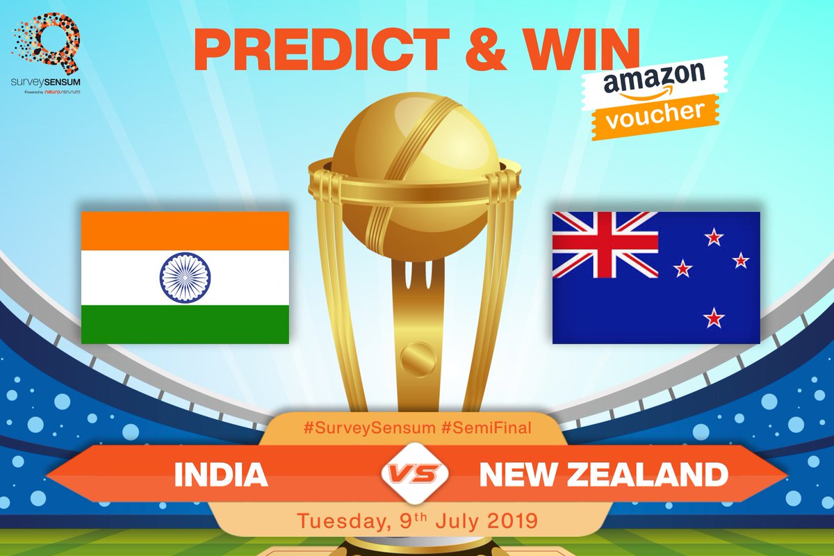 SurveySensum's tweet image. Semifinal: IND Vs NEW
Enter to win surveysensum.com/icc-world-cup-… &amp;amp; tag your 3 friends! 
Best of Luck! Your time starts now! 
#cricketmania #semifinal #worldcup #contestalert #IndVNew #IndvsNew #viratkohli #cricket #cricketworldcup #icc #contestindia #singcontest #singaporecontest #cwc