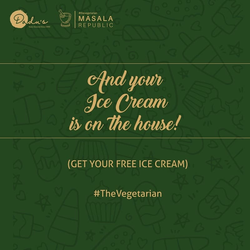 dadusMV's tweet photo. Ice Cream on the house! All you need to do is, visit Masala Republic at Himayatnagar, follow the simple steps given in the post and treat your taste buds! #Thevegetarian #Offer #NewOutlet  #FusionFood #Restaurant #FoodiesAssemble #PlacesToEat #Himayatnagar #Hyderabad #Dadus https://t.co/8UpT4pXXxj