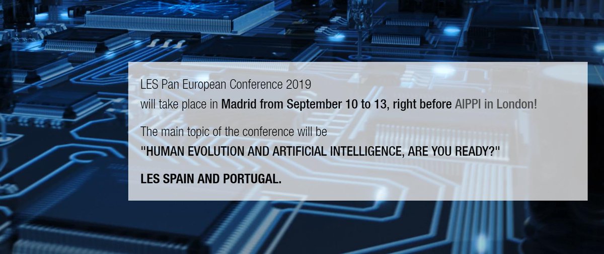 OEPM_es's tweet photo. #EventosPI: ¡Reserva la fecha! 10-13 septiembre Congreso Paneuropeo @LES_EsPt en Madrid. Nuevas tecnologías, #InteligenciaArtificial, #BigData, #IoT y #Nanociencia y su relación con la PI. La última sesión, opcional, de @EPOorg sobre patentes.
https://t.co/cuobk87OIS https://t.co/bLeMixhYkP