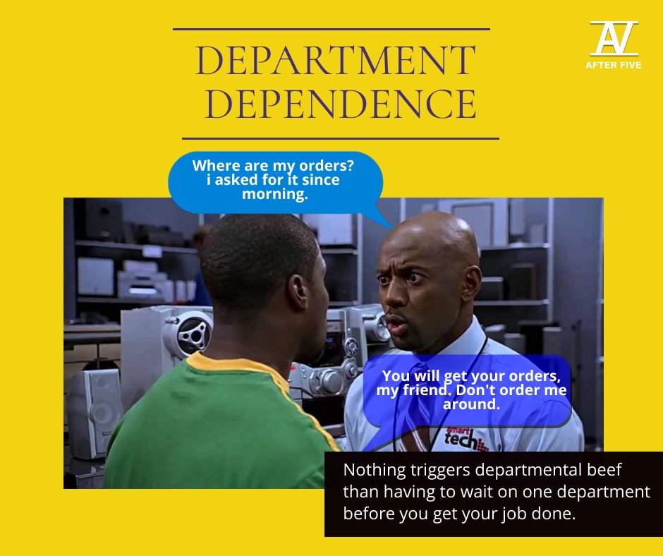If you have ever had to depend on another department to do your job you& #39;d know why department battles wage on.