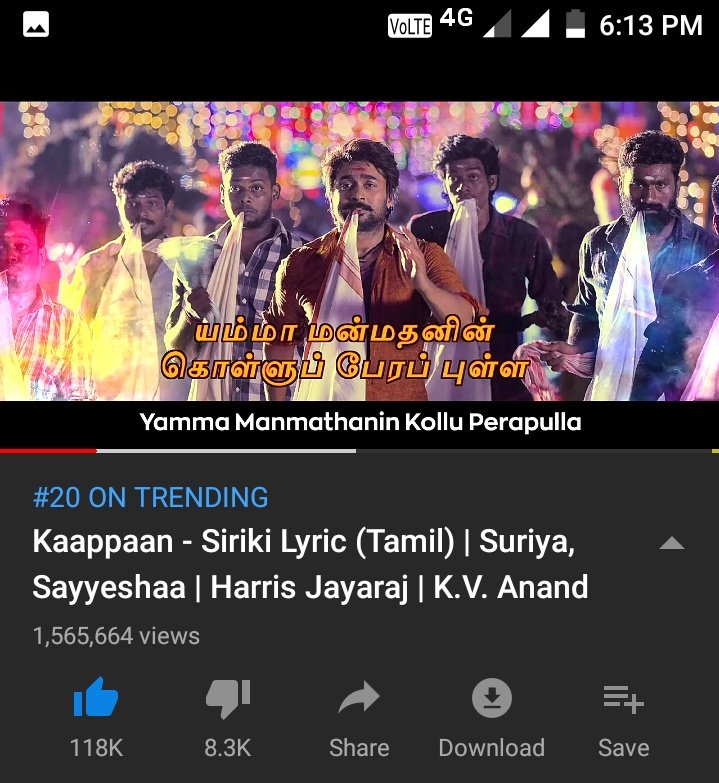 jayaprakashtpm's tweet photo. #SirikiSingle hits 1.5M+ views 💥💥💥
#Siriki #Kaappaan #KaappaanFirstSingle https://t.co/dKK35aeUPz