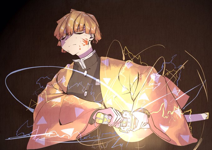 anorakさんがTwitterに投稿した我妻善逸(鬼滅の刃)のイラスト。