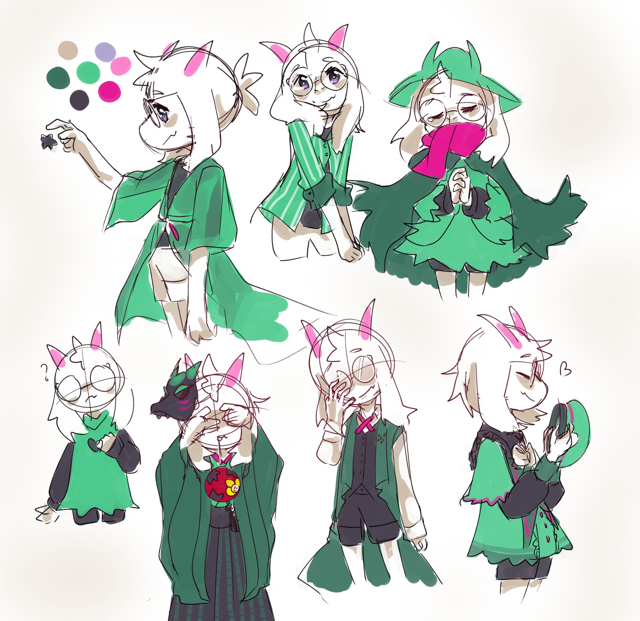 “Almost all of the outfits I've gave my Ralsei mmm #deltarune” .