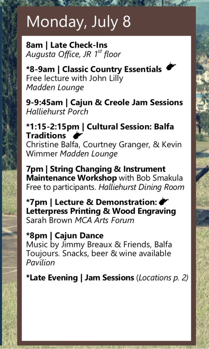 Today's schedule! #augustaheritage