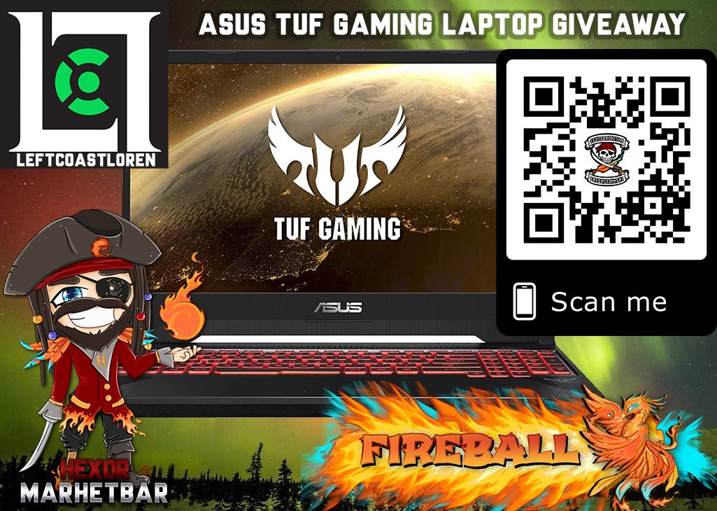 HexorMarhetbar's tweet image. I have partnered up with @Fireballginger2 and @Leftcoastloren  to bring you an amazing Giveaway! We are giving away an @ASUS TUF Gaming Laptop!  Please follow the link or scan the QR Code for additional information and entries!  Good Luck! 

bit.ly/32hyrb0