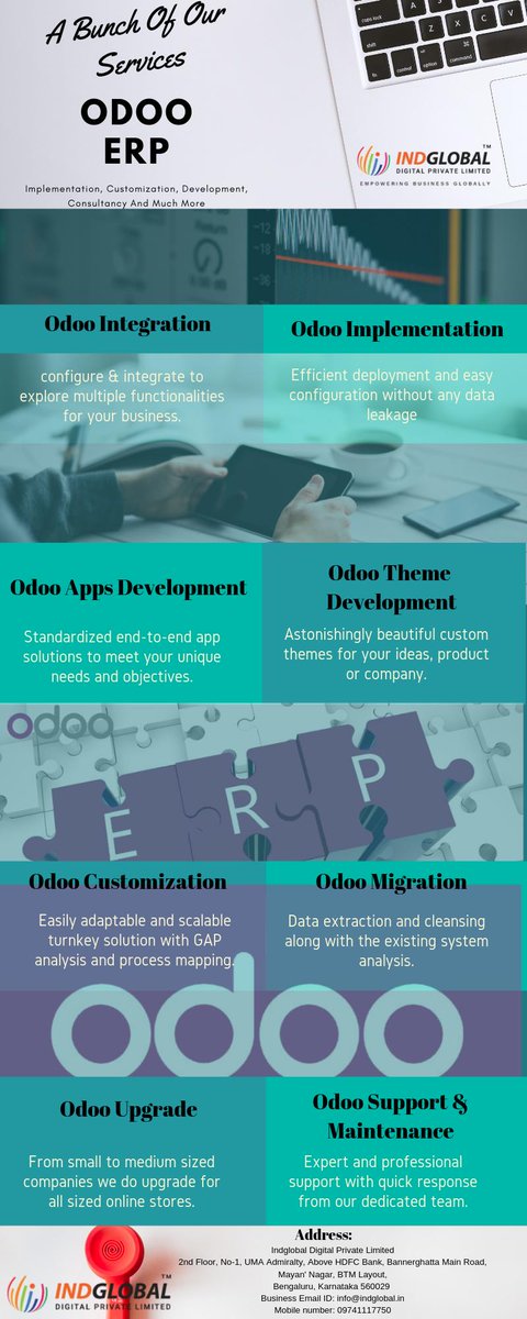 Indglobal's tweet image. A Bunch of Our Services in Odoo ERP
Implementation, Customization, development Consultancy And Much More...

Read More or Contact us: bit.ly/2BgouyC

#odooerp #erp #odooerpsoftware #indglobal #softwaredevelopment