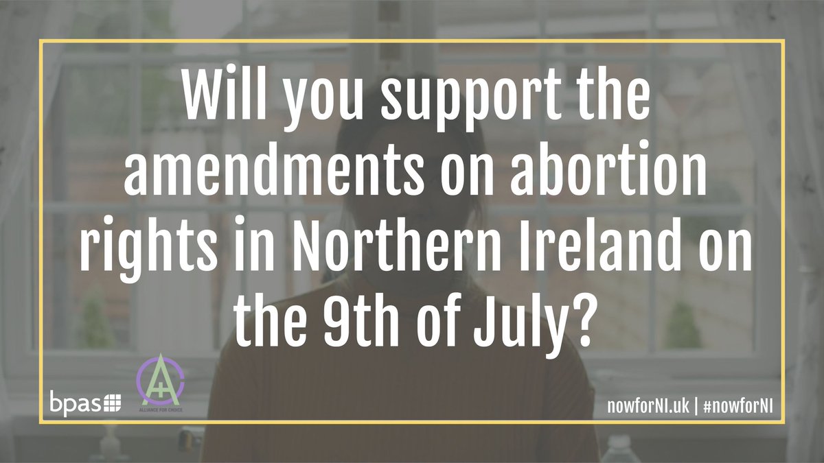 BPAS1968's tweet image. URGENT:
Tell your MP to support amendments to the #NorthernIrelandBill tomorrow. Takes 1 minute using our online tool bpas.eaction.org.uk/NIabortionamen… #nowforNI