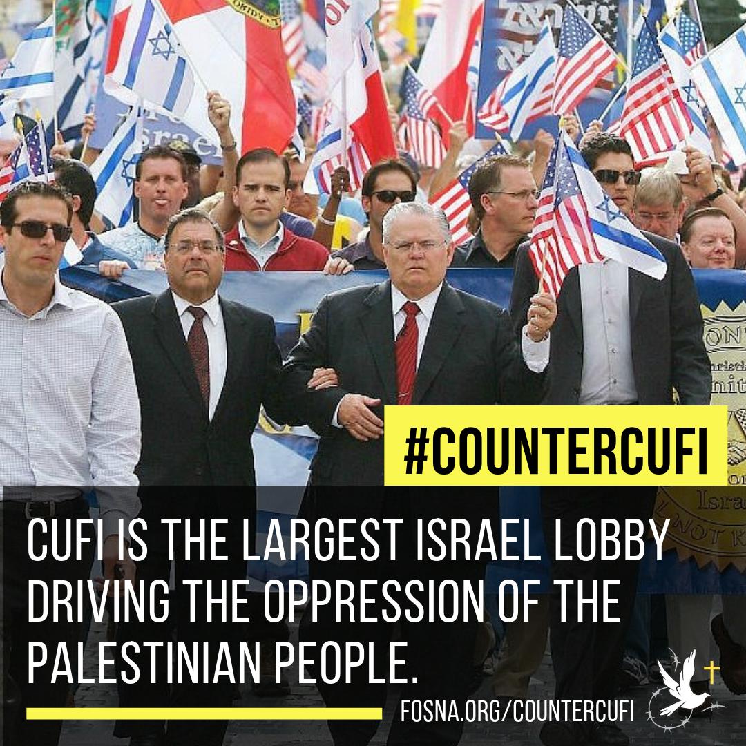 AdalahJustice's tweet photo. At 6 million members, Christians United for Israel (CUFI) is the largest Israel lobby in the U.S. driving support for Israel’s oppression of the Palestinian people. #RiseAgainstRacism #CounterCUFI https://t.co/WKHB47LDdI
