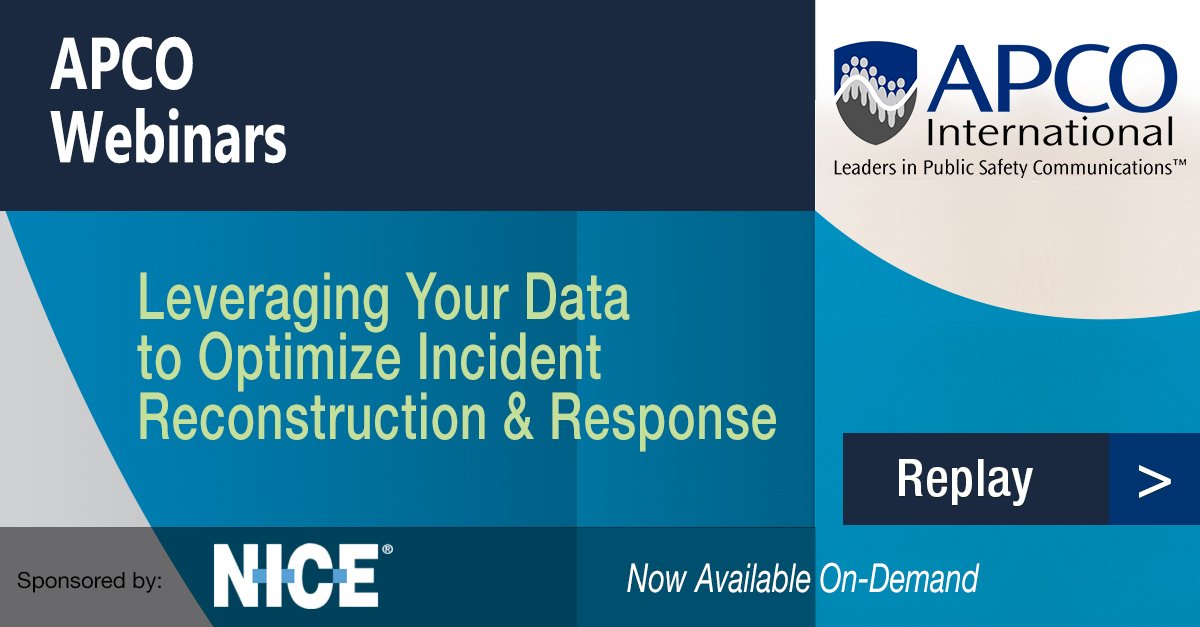 gnoyman's tweet photo. Missed the @APCOIntl Webinar on "Leveraging Your Data to Optimize Incident Reconstruction &amp; Response?" 
See how incident intelligence tools can empower your#PSAP to save time, and make operational improvements and smarter decisions. 

View it on demand >>
https://t.co/CMEK5WOsbQ https://t.co/JXAiokyrKi
