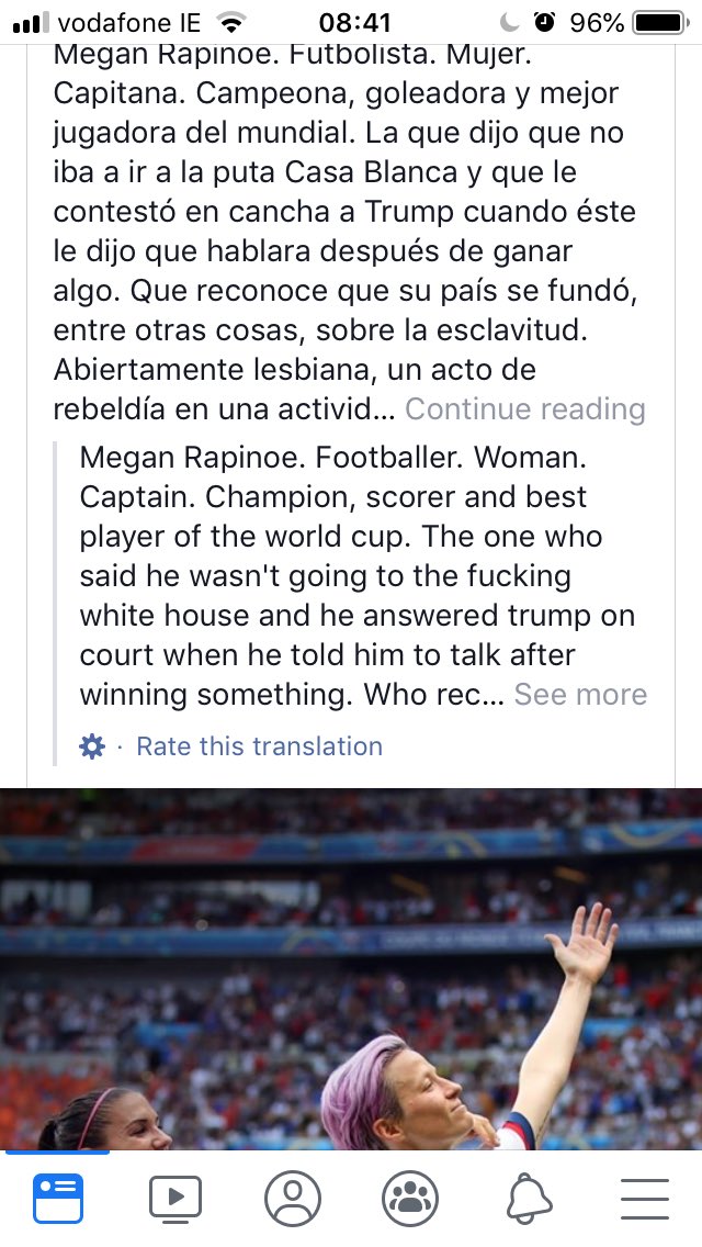 FennaVon's tweet photo. Some gender bias in a translation app from Spanish to English: Megan Rapinoe becomes a man π€ @CCriadoPerez #InvisibleWomen #WorldDesignedForMen https://t.co/ecz7xSK4Y9