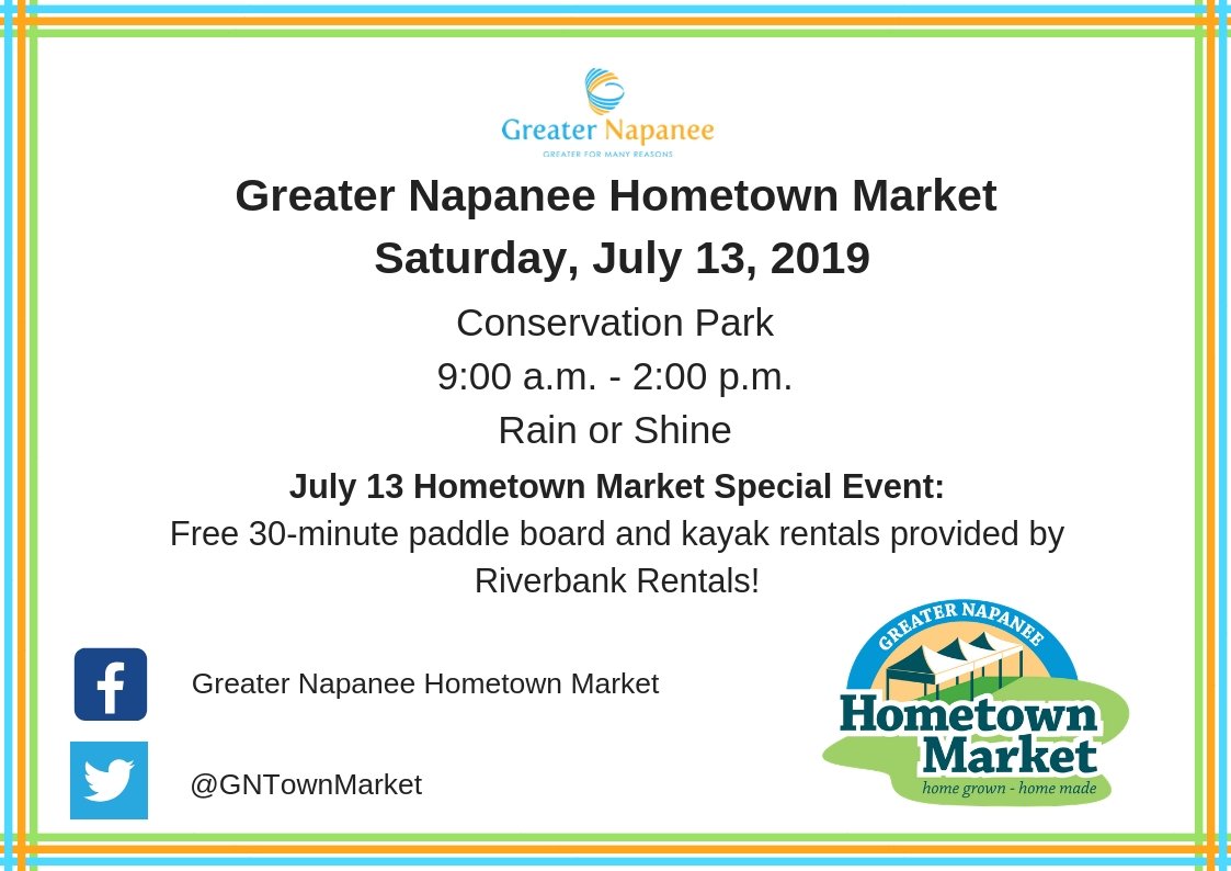 Riverbank Rentals will be offering free 30-minute rentals this Saturday as part of the Hometown Market's pop-up event! #HandMadeHomeGrown