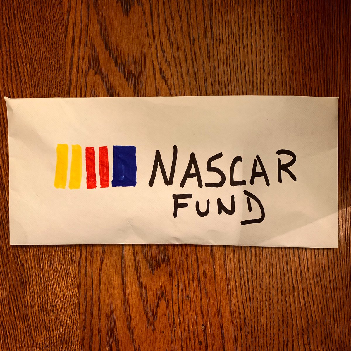 Mikey2082's tweet photo. My son made this. He said he has been saving money to go to any @NASCAR Race he wants. He has been collecting change, putting in a dollar here, a dollar there. 
Took the the change to a coin star &amp; added up the rest! The kid has $384 dollars so far. 😳
#NASCAR https://t.co/BcNunrhtPp