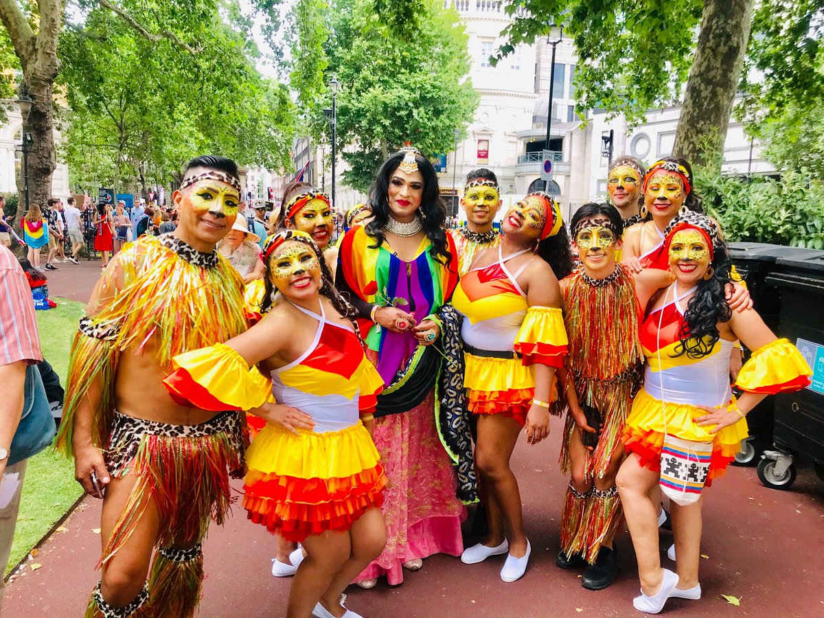 PoplarUnion's tweet photo. We are DAZZLED by these amazing photographs of the Aponghor British Bangladeshi LGBT crew at London Pride over the weekend! 🤩🌈🌈🌈 

Aponghor is a monthly meet up held at #PoplarUnion for members of the Bangladeshi LGBTQ+ community 😃 

@thLGBTvoices @ELOP_LGBT @LGBTBromley https://t.co/8RpygRqkLF