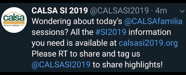 DrRob_Martinez's tweet photo. All of the @CALSASI2019 information for #calsaSI is available at https://t.co/YZPZLqaVGp https://t.co/bZcNf6vsBr