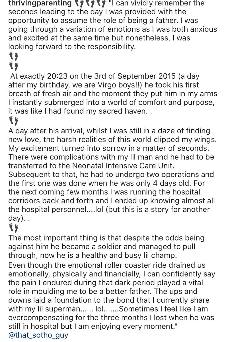 That_Sotho_Guy's tweet photo. A while back @boigae asked me to write a little piece about my journey to fatherhood, after numerous requests I eventually agreed and im glad i did because those words are my every day mantra whenever chips are down. https://t.co/XCyDOGHxFs