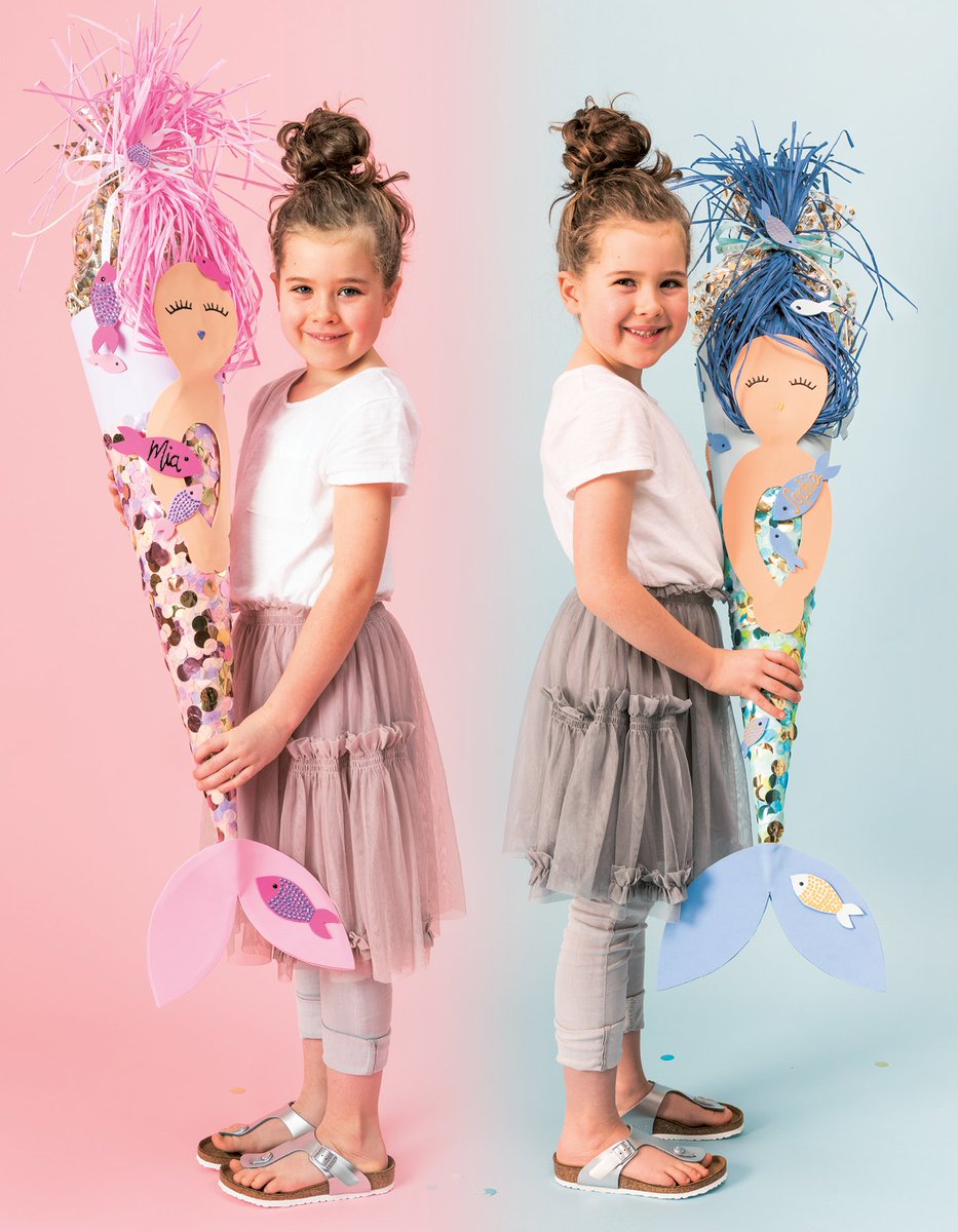 Superschöne #Schultüte mit angesagtem #Meerjungfrauen-Motiv basteln: rico-design.de/de/ideen/ideen… #mermaid #Schultüten #DIY #Meerjungfrau
