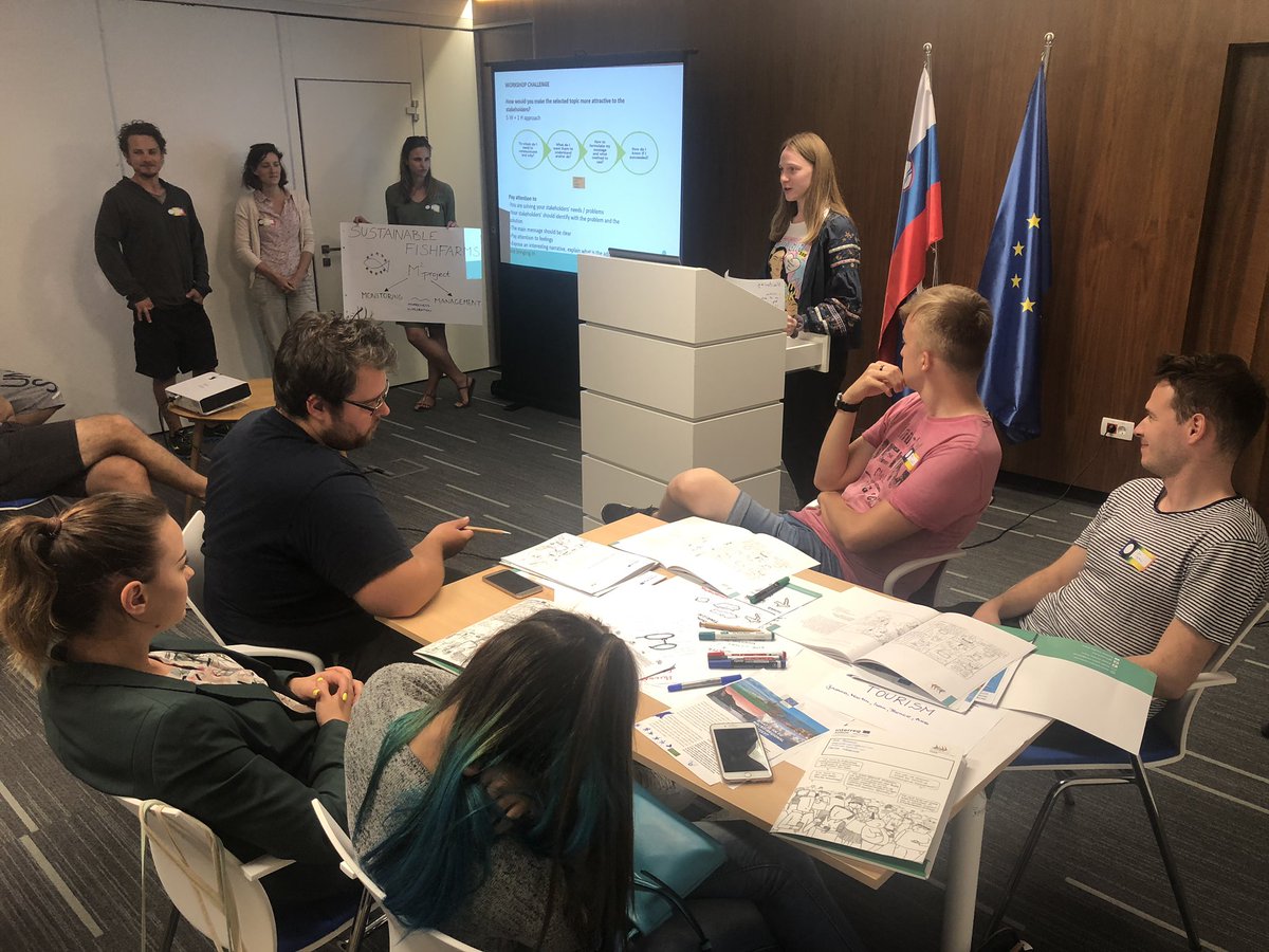 EusairPoint's tweet photo. #CEEPUS #GeoRegNet students dealing with #BlueGrowth called upon political decision-makers to change legislation&amp;fight against overfishing 🐟❗️They proposed development of sustainable fishfarms&amp;stressed the importance of local support @FFLjubljana @SVRK_RS @EKvSloveniji https://t.co/cm3iQepwZb