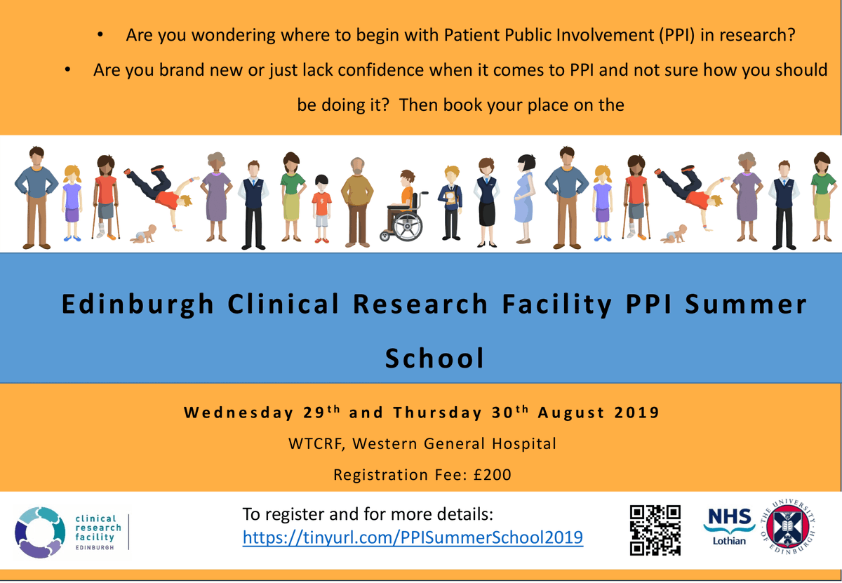 NHSResearchScot's tweet photo. Wondering where to begin with Patient Public Involvement (PPI) in research? The @EdinburghCRF PPI Summer School is a 2-day course aimed at #health #researchers, enabling you to undertake or improve on current PPI practice. @EdCRFPPI #PPISummerSchool https://t.co/VU1s0XzgQI https://t.co/Qn8axw0PHj