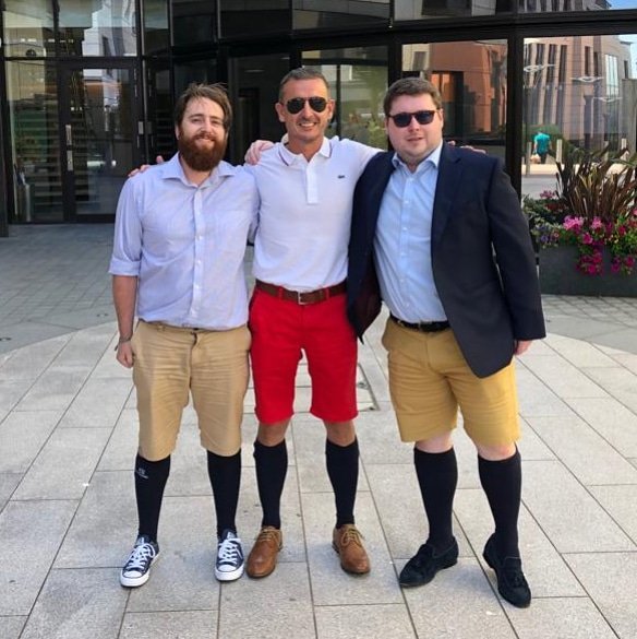 theidregister's tweet photo. Andre, Martin &amp; Louis from our #Guernsey office will be wearing Bermuda shorts with socks all this week to raise money and support for @MaleUprisingGsy. MUG aims to raise awareness of male cancers and help those who are affected by prostate, bowel and testicular cancer. https://t.co/4t2OLSYbkx