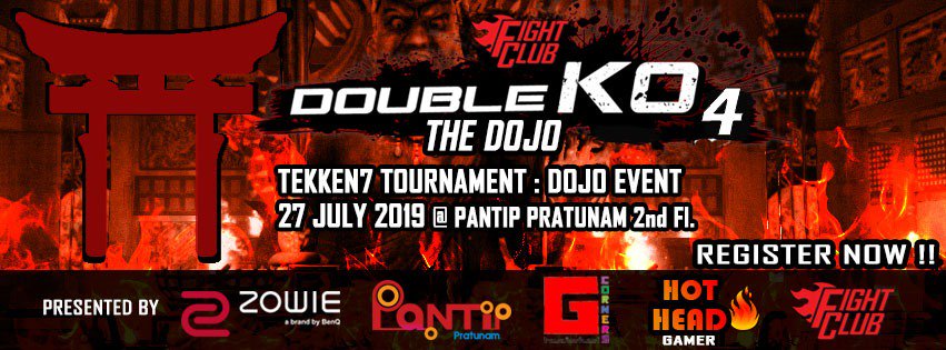 FightClubTH's tweet photo. First #Tekken Dojo event in Thailand ever “ DOUBLE K.O 4 THE DOJO” on July 27th 2019!! Sign up here...!

http:/smash.gg/tournament/double-k-o-4 

#FightClubTH #TWT #DOJO #TEKKEN7 #Gcorners #Pantip #ZOWIE #Hotheadgamer https://t.co/Xl9fGPUcfu