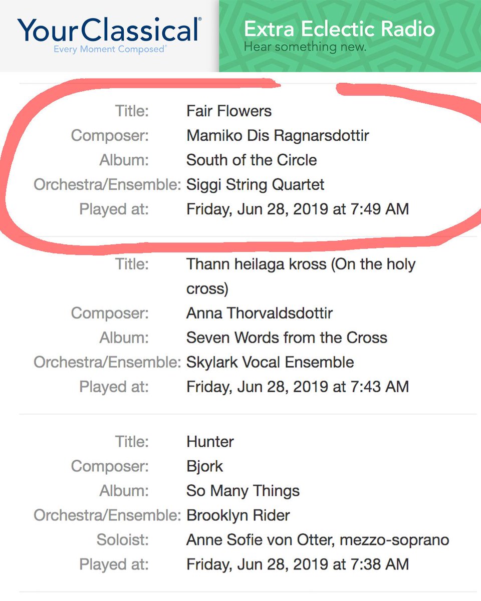 siggistringq's tweet photo. Great to see #SouthOfTheCircle getting recent airtime on @yourclassical, @KALXradio, and @HoustonPubMedia!
Listen here: https://t.co/q1Fgsb02sW
Sono Luminus #sonoluminus #stringquartet #icelandicmusic #siggiquartet https://t.co/8fD3qKO6R8